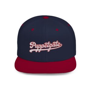Puppetgate Sports Logo Flat Bill Snapback - Navy/Red